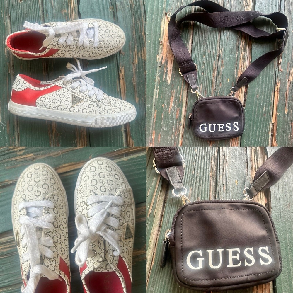 Guess GBG Los Angeles Magiq Lace Up Sneakers Women's 6m And Fanny Pack Lot - Picture 1 of 15